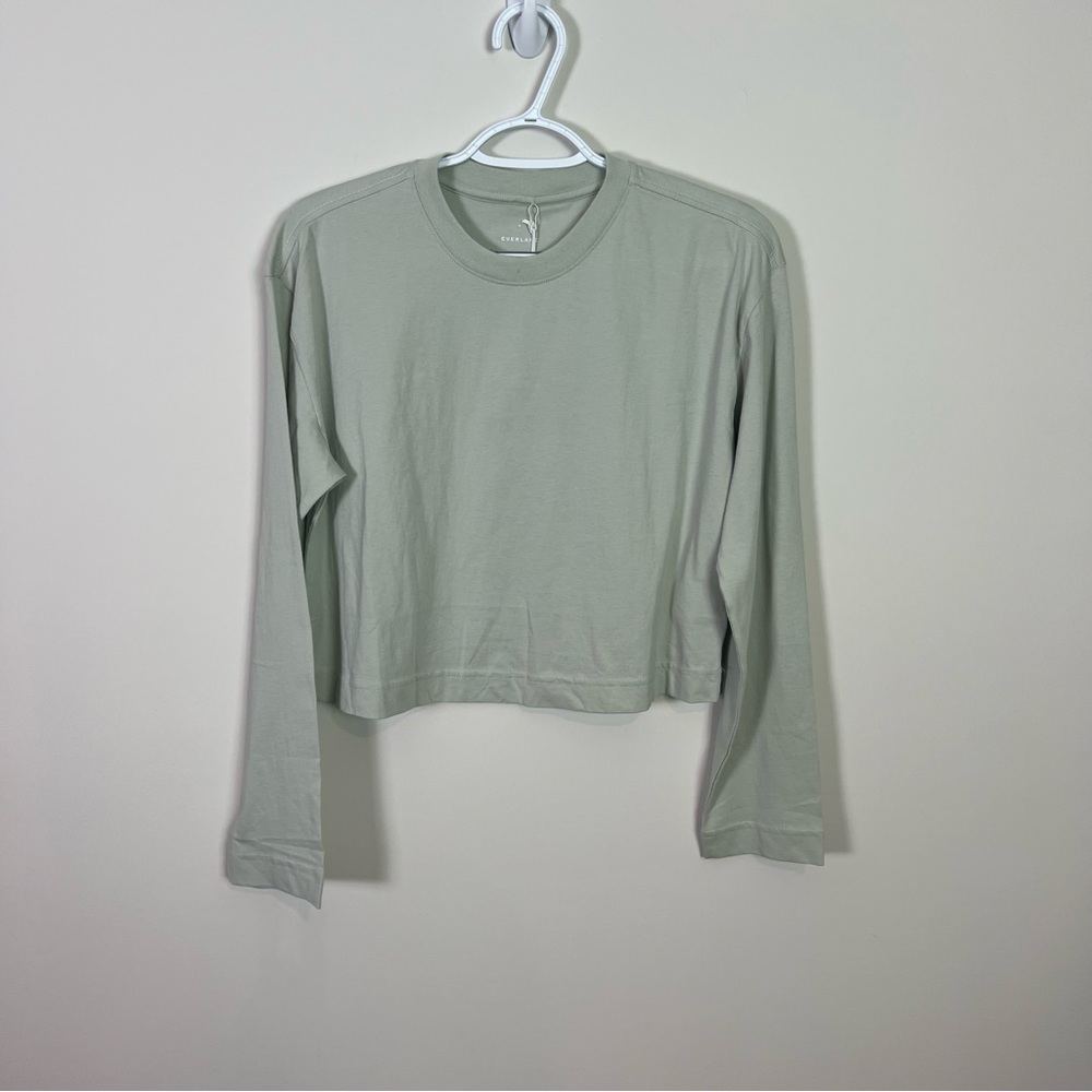 Everlane The Organic Cotton Cropped Long Sleeve Crew Shirt